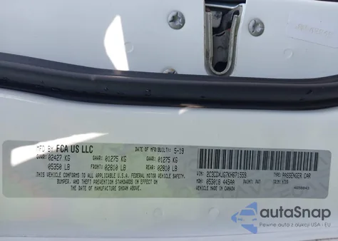 2019 Dodge Charger Sxt Awd из США, поврежденный, VIN 2C3CDXJG7KH671559